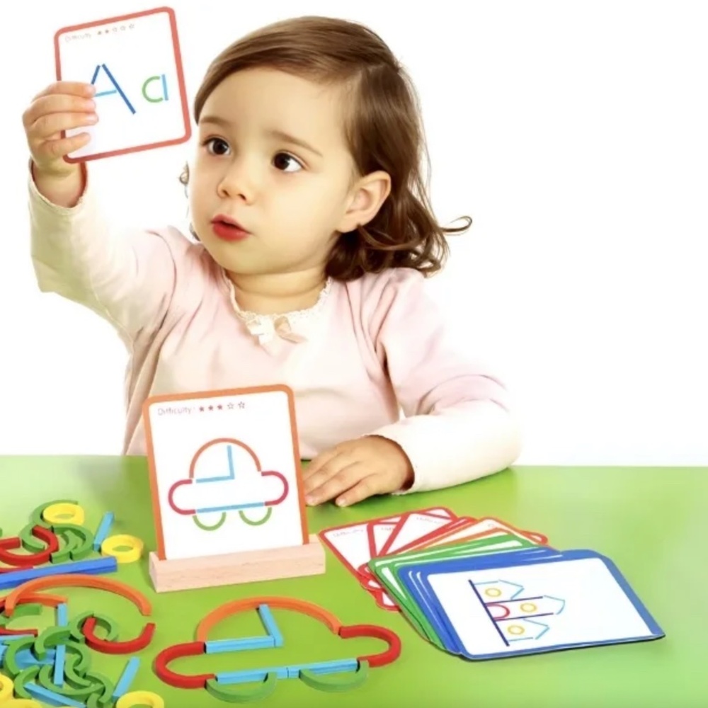 NWT Sticks and Rings Wooden Shapes Colors Educational Toy Set - Picture 4 of 16